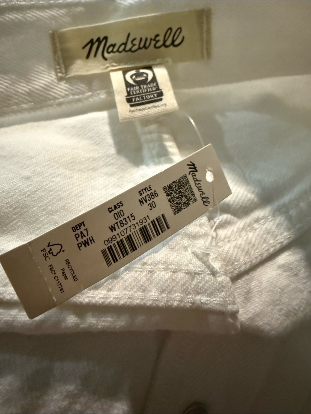 Madewell Low Slung Baggy Jeans Pure White Rigid Wide Leg Relaxed Size 30 NWT - Picture 12 of 16